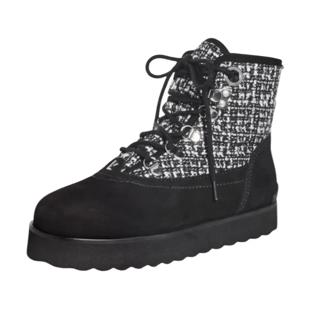 Larroude Vail Black Tweed/Suede Ankle Boots – 8.5
